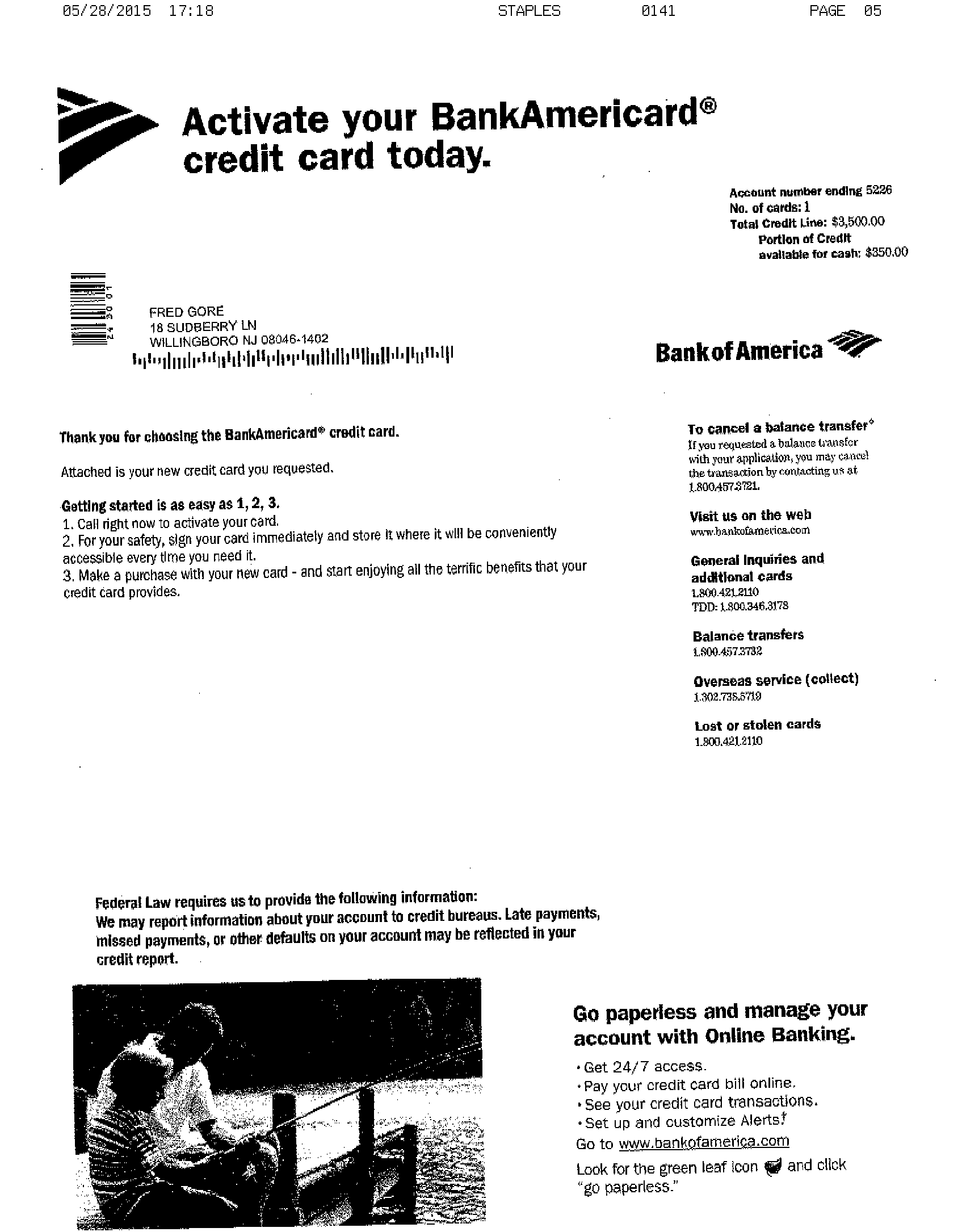 4 Gore Bank Apprvl Ltrs ALL 5 - Business Credit Results