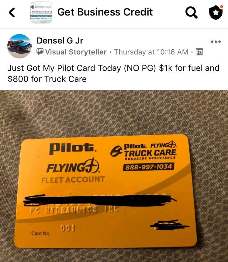 Pilot FlyingJ Credit Suite 1 - Business Credit Results