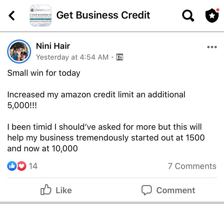 1.5K to 10K Amazon CL Credit Suite - Business Credit Results
