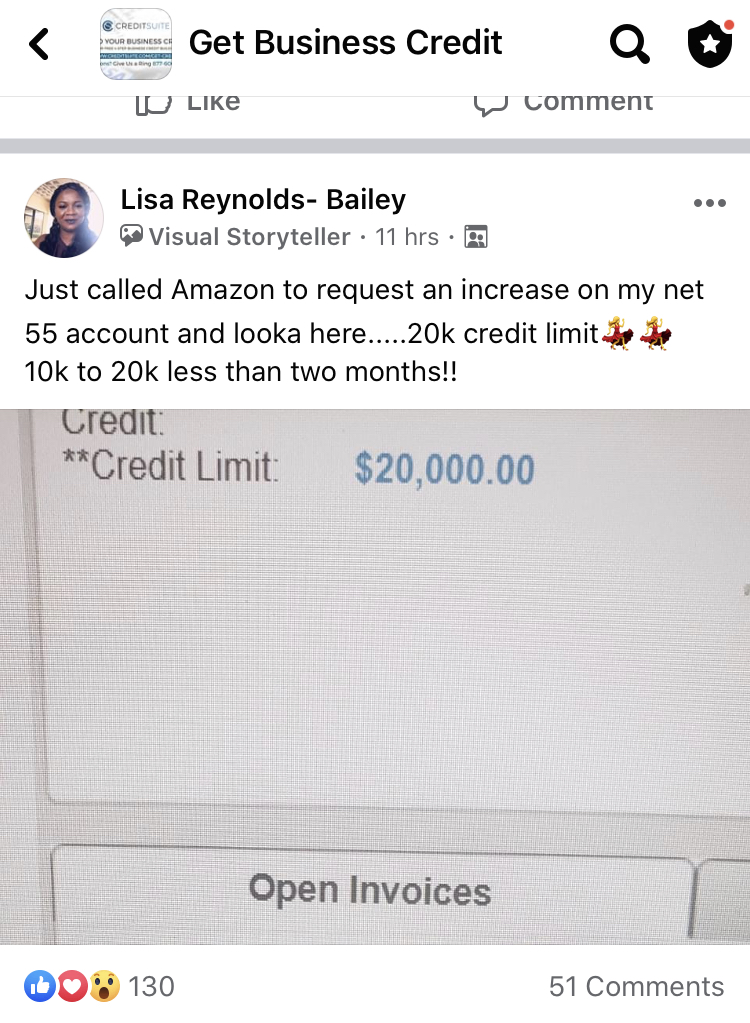 Amazon 20K CL Credit Suite - Business Credit Results