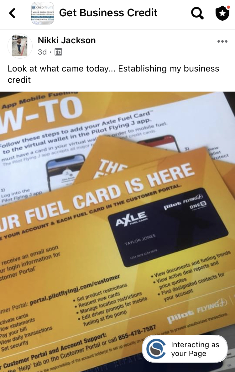 Gas card Credit Suite - Business Credit Results