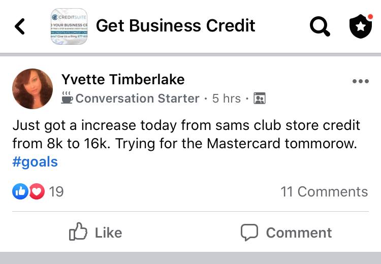 Sams Club CL 8K to 16K Credit Suite - Business Credit Results