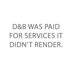 Text of image: D&B was paid for services it didn't render (re its product, CreditBuilder)