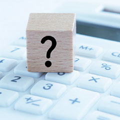 sba loan options credit suite 8 block on computer keyboard with question mark on it