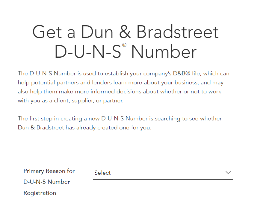 Get a DUNS Number Step 1 Credit Suite
